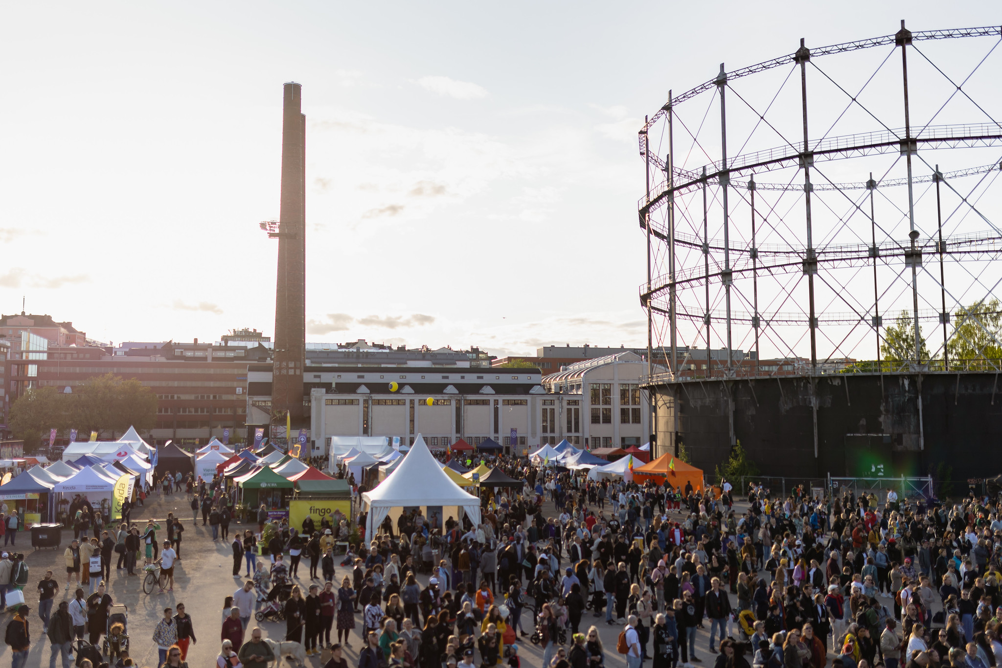 Suvilahti and the festival in sunset.